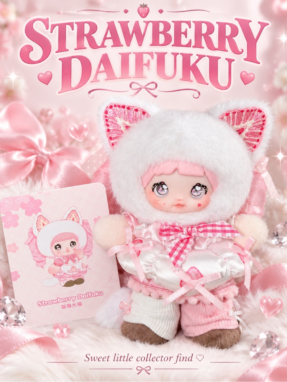 NEW nommi Strawberry Daifuku Plush Collectible 🍓🎀